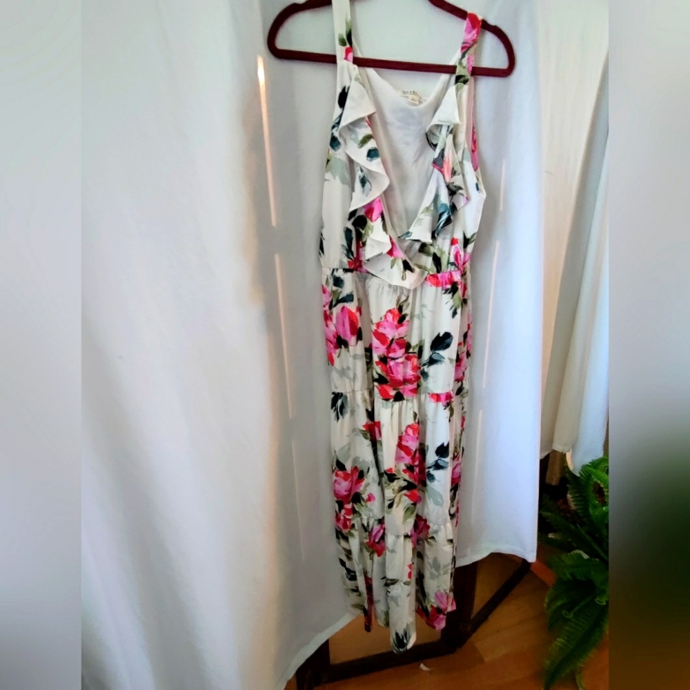 Soho Apparel Floral Sleeveless Dress - Pink and Green Size L Pre-owned Excellent